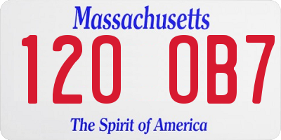 MA license plate 120OB7