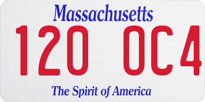 MA license plate 120OC4
