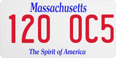 MA license plate 120OC5