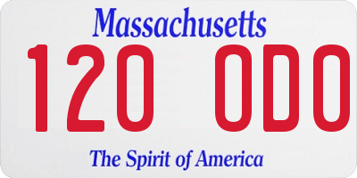 MA license plate 120OD0