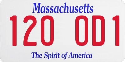 MA license plate 120OD1