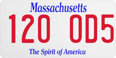 MA license plate 120OD5