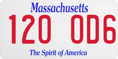 MA license plate 120OD6