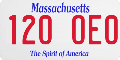 MA license plate 120OE0