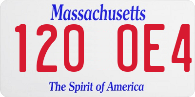 MA license plate 120OE4