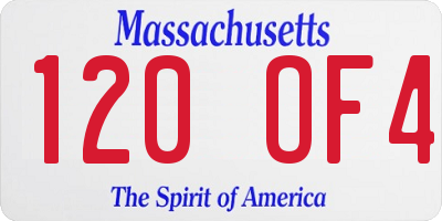 MA license plate 120OF4