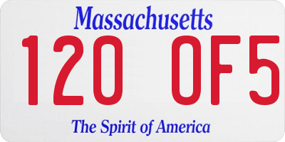 MA license plate 120OF5