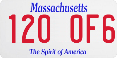 MA license plate 120OF6