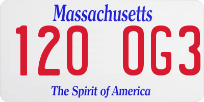 MA license plate 120OG3