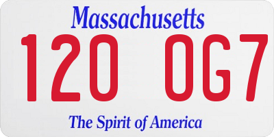 MA license plate 120OG7