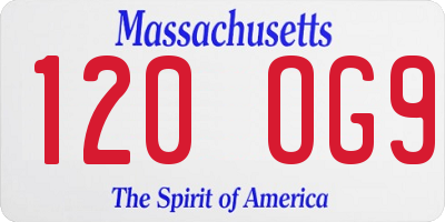 MA license plate 120OG9