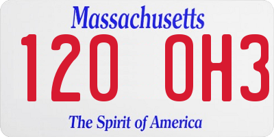 MA license plate 120OH3