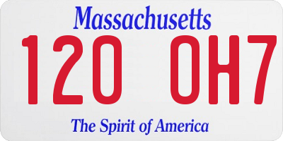 MA license plate 120OH7