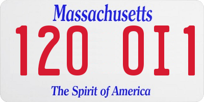 MA license plate 120OI1