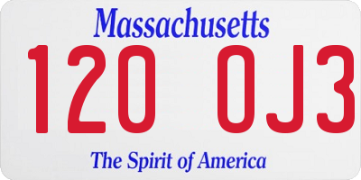 MA license plate 120OJ3