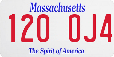MA license plate 120OJ4