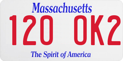 MA license plate 120OK2