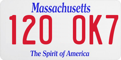 MA license plate 120OK7