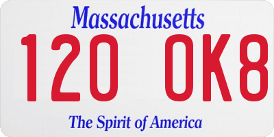 MA license plate 120OK8