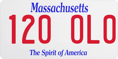 MA license plate 120OL0