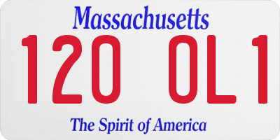 MA license plate 120OL1