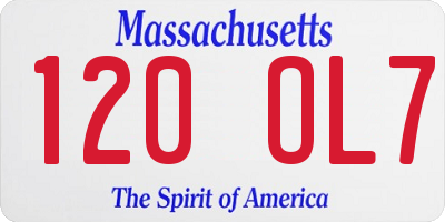 MA license plate 120OL7