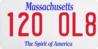 MA license plate 120OL8
