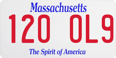 MA license plate 120OL9