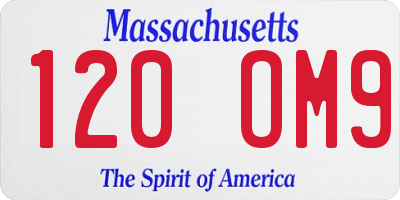 MA license plate 120OM9