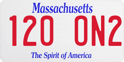 MA license plate 120ON2