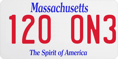 MA license plate 120ON3