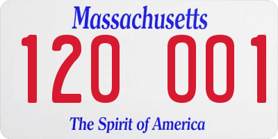 MA license plate 120OO1