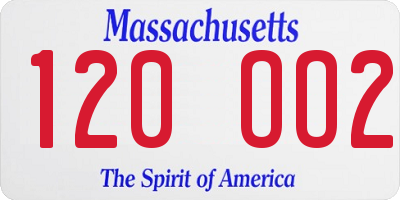MA license plate 120OO2