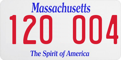 MA license plate 120OO4