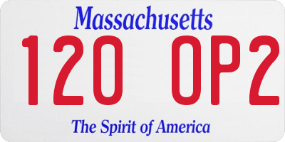 MA license plate 120OP2