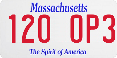 MA license plate 120OP3
