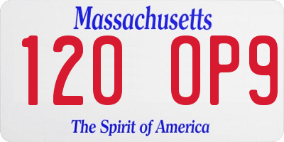 MA license plate 120OP9