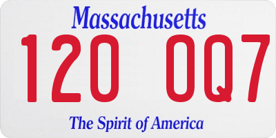 MA license plate 120OQ7