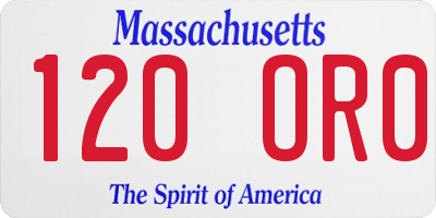 MA license plate 120OR0