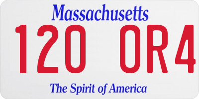 MA license plate 120OR4