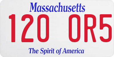 MA license plate 120OR5