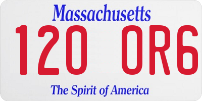 MA license plate 120OR6