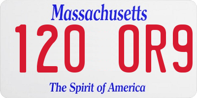 MA license plate 120OR9