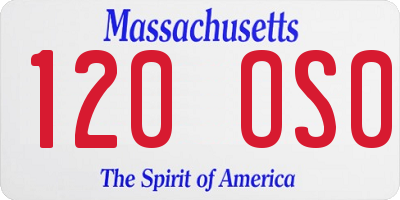 MA license plate 120OS0
