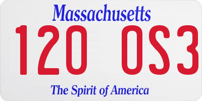 MA license plate 120OS3