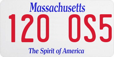 MA license plate 120OS5