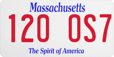 MA license plate 120OS7