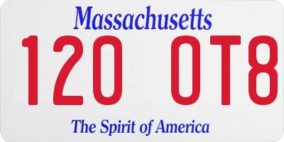 MA license plate 120OT8