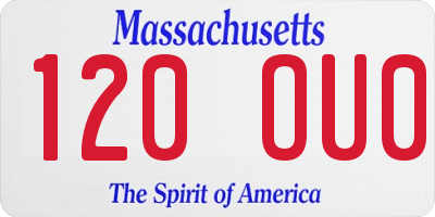 MA license plate 120OU0