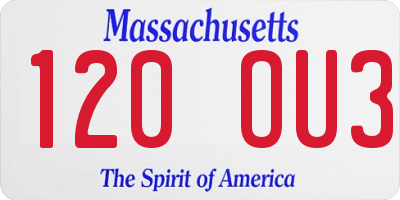 MA license plate 120OU3